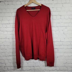 Brooks Brothers 346 Ruby Red Long Sleeve Extra Fine Merino Wool Pullover Sweater